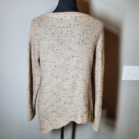 cb Established 1962 Beige Asymmetrical Sequin Knit Crewneck Sweater Size 1X - Picture 16 of 16